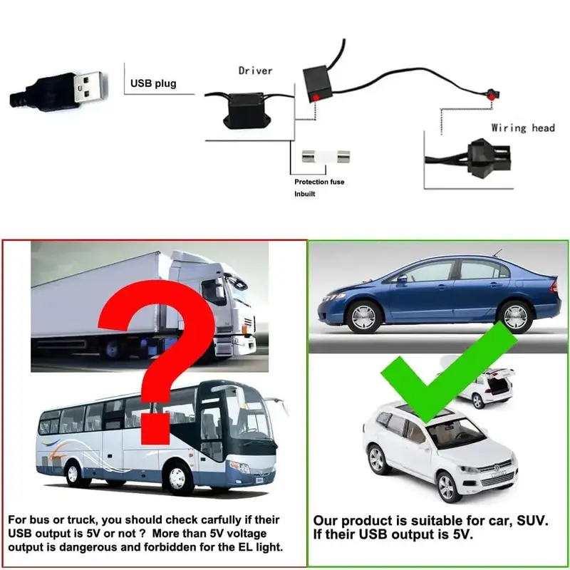 Dải Đèn Led Cho Nội Thất Xe Hơi, Đèn Trang Trí Có Dây Neon EL Để Tự Làm Tự Động, Đèn Xung Quanh Linh Hoạt, USB, Không Khí Tiệc Tùng, Diod, 5 / 3 / 1M 4