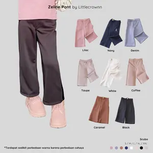 LITTLECROWNN - ZELINE PANTS | CELANA ANAK PEREMPUAN | KULOT SCUBA ANAK PEREMPUAN Fashion