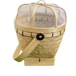Boboko Wakul Bakul Wadah Nasi Tutup Tile Dengan Gagang Anyaman Bilik Bambu Penyimpanan Diameter 19 cm Tinggi 17 cm Kualitas Super Praktis untuk Rumah & Piknik