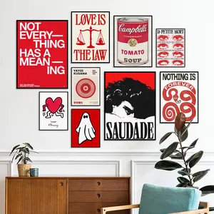 Hiasan Dinding Minimalis Poster Aesthetic Dekorasi Kamar Pajangan Rumah Wall Decor Kafe MDF Red SR