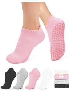 Calcetines antideslizantes para mujer con agarre, aptos para yoga, ballet, fitness y uso hospitalario, ideales para usar descalzo, diseño deportivo ajustado de color liso para todas las estaciones