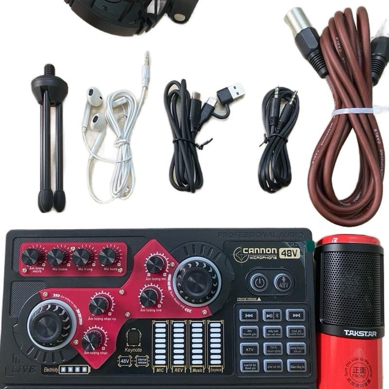  X5K320 Bộ hát livestream míc K320 màu đỏ đen nguồn 48v kèm soucar X5 trắng đen sử dụng hát trên điện thoại đầy đủ kẹp điện thoại tai nghe Kem Thu Âm sound card 