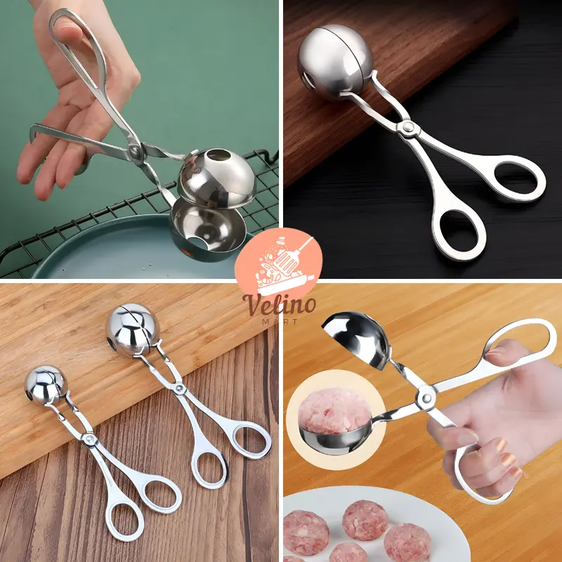 Alat Pembuat Cetakan Bakso Meatball Scoop / Cetakan Bakso Bahan Stainless Anti Lengket / Scoop Cetakan Bakso Model Gunting 6