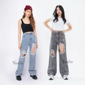 VIERLIN - Jeans 2502 2503 - BAGGY RIPPED JEANS | JEANS HIGHWAIST JEANS BAGGY JEANS BOYFRIEND JEANS SKINNY JEANS CUTBRAY CELANA JEANS RIPPED JEANS KULOT JEANS WANITA FLARE JEANS LOOSE JEANS PANJANG