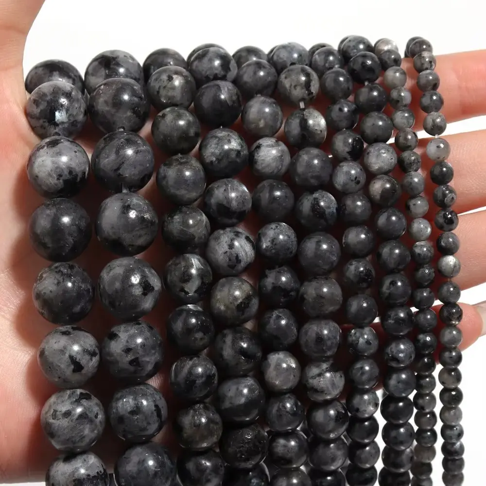 Natural Black Labradorite Gemstone Smooth Round Loose Beads For Jewelry Making Design DIY Handmade Crafts Bracelet, Necklace, Earrings AAA Quality 15.5 Inches Long, Semi Precious Stone, Spacer beads