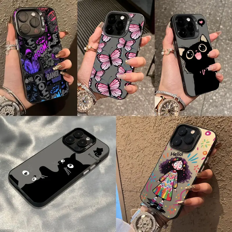 PREMIUM MATTE HARD CASING AESTHETIC HP CASE compatible for iphone 7+ X  XS XR 11 12 13 14 15 RCI317 PINK BUTTERFLY 1P 11 PROMAX