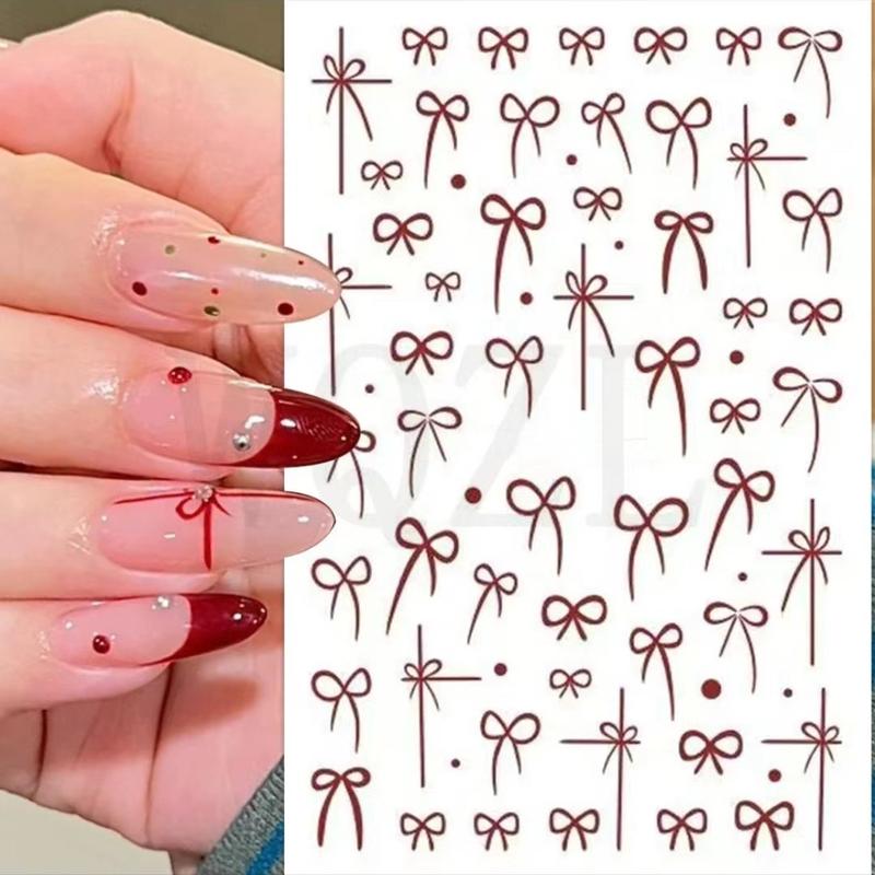 Tiết Dán Móng Tay COMBO NAIL PHÁP ĐA NĂNG: NƠ ĐỎ + HOA VĂN MAI ĐÀO + STICKER LỘC PHÁT stick nail nơ dán nail Áo Khoác Phao