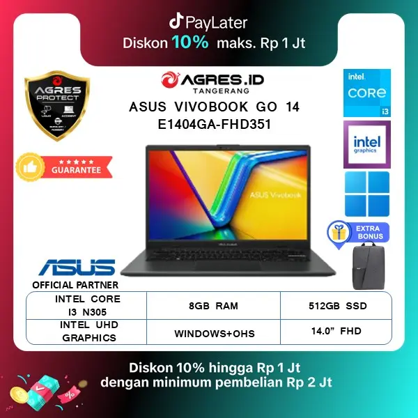 ASUS VIVOBOOK GO 14 E1404GA I3 N305 8GB 512GB W11+OHS 14.0" FHD