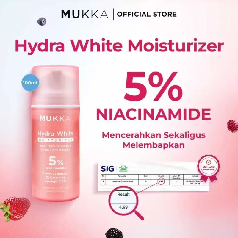 Mukka - Hydra White Moisturizer 100ml Pelembap Wajah Mencerahkan