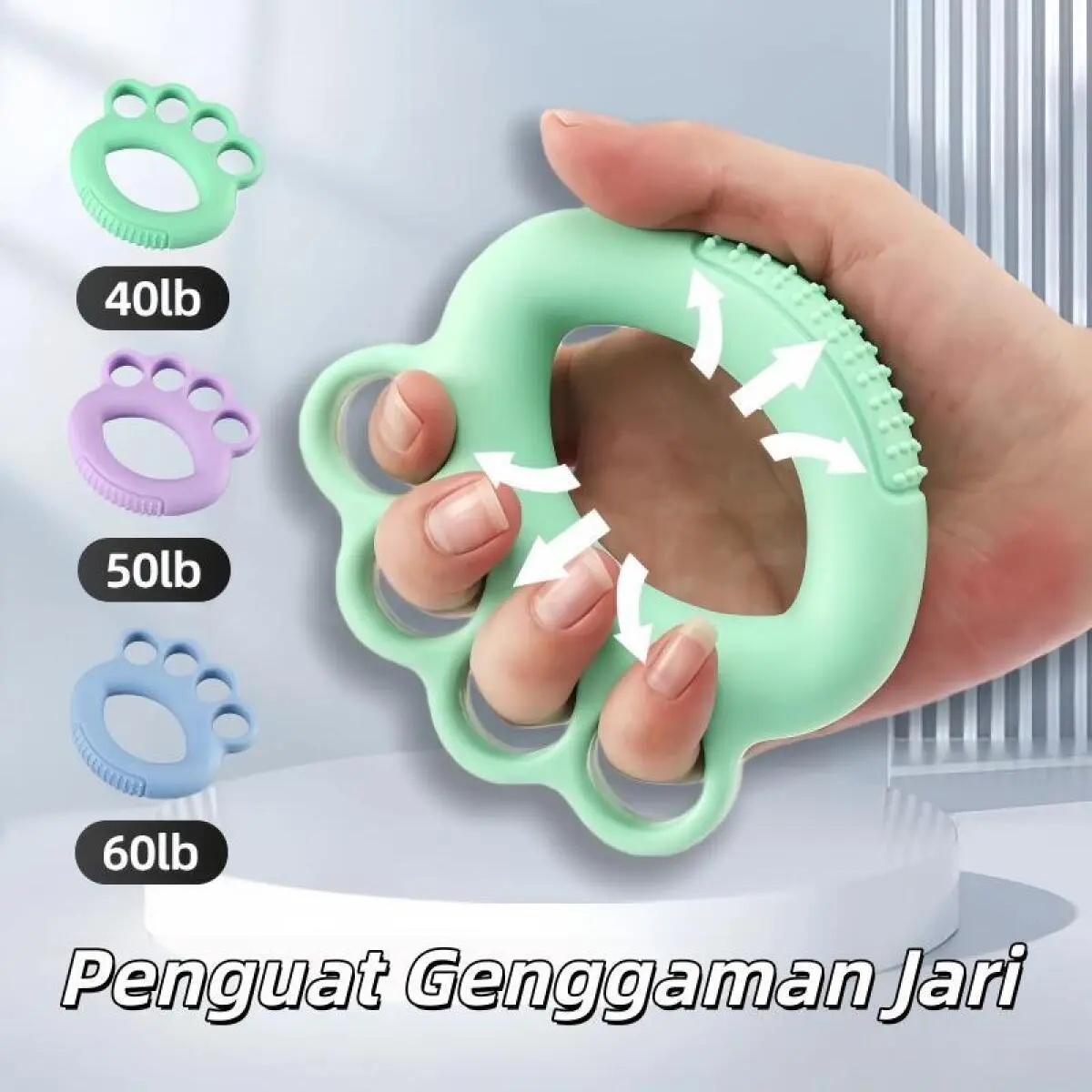 [COD]Alat Penguat Genggaman Jari Model Cakar Kucing Silikon 30/40/50/60 Pon Terapi Rehabilitasi Tangan Latihan Fitness Rumahan