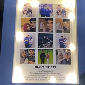 KADO GRID Foto Frame + LED | FairyGift.id by Siscraft 12 Foto Pigura / 2 foto / 4 foto / 5 foto / GIFT FRAME / Kado Ulangtahun / Wisuda / Graduation/ Pernikahan / Anniversary / Foto GIFT BOX
