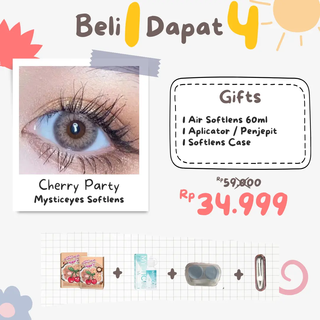 [BELI 1 DAPAT 4] Mysticeyes Softlens +Air Softlens 60ml + Aplicator + Softlens Case