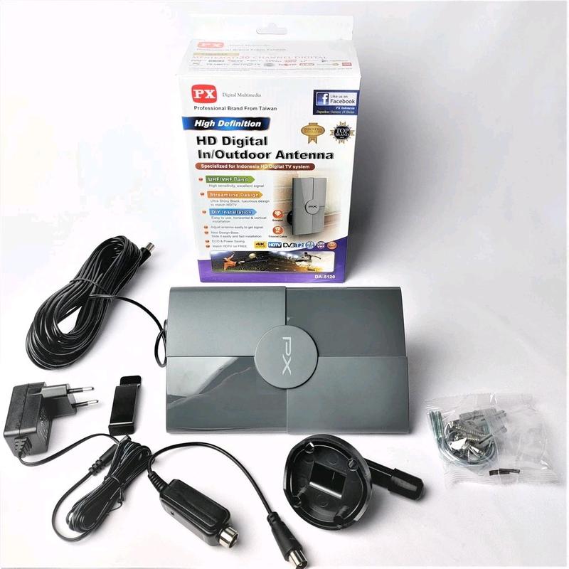 PX Antena TV Digital Indoor Outdoor DA-5120 dengan Booster dan Power Inserter DA5120 Adaptor 5