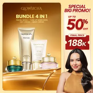 [BPOM] Glowsicha Bundle 4in1 - Day Cream +  Sunscreen + Night Jelly Booster + Facial Wash -  Membersihkan Kotoran, Mencerahkan Wajah, Perawatan Kulit
