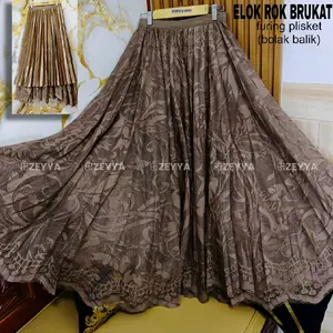 ELOK ROK PANJANG PENDEK GANTUNG MIDI 7/8 KECIL TUTU BRUKAT BOLAK BALIK MIX PLISKET VELVET MEWAH KONDANGAN WANITA FLARE