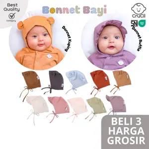 CruCil Bonnet Bayi Baru lahir (0 - 3m) -    Bayi Perempuan dan Laki-Laki - Topi Tali Model Ruffle dan Kuping
