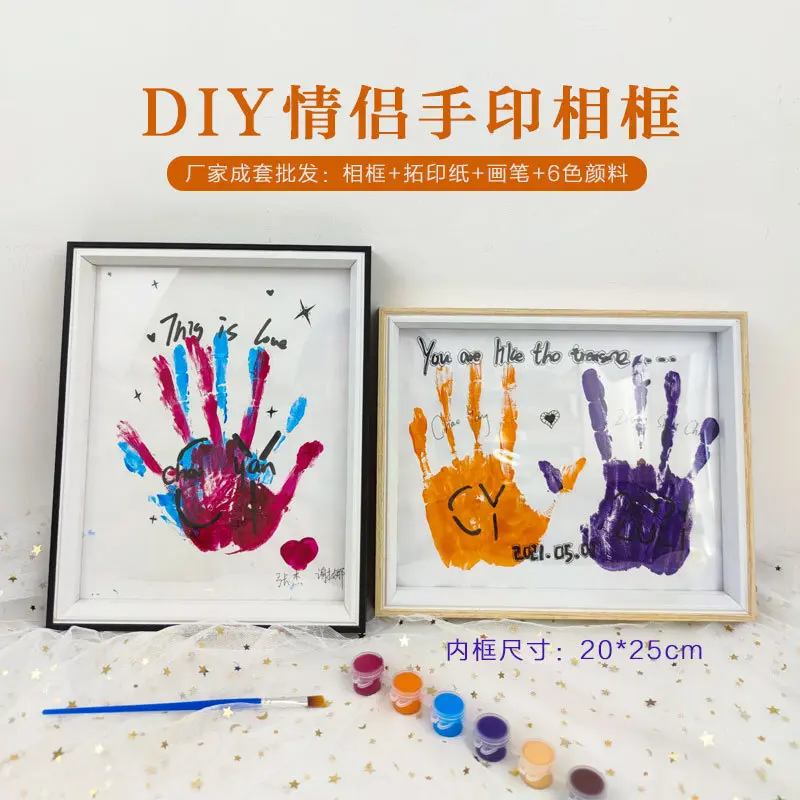 【SG Stock】DIY couple baby handprint photo frame, simple picture frame, table hanging wall style, 10 inches, 60/box Decor Set