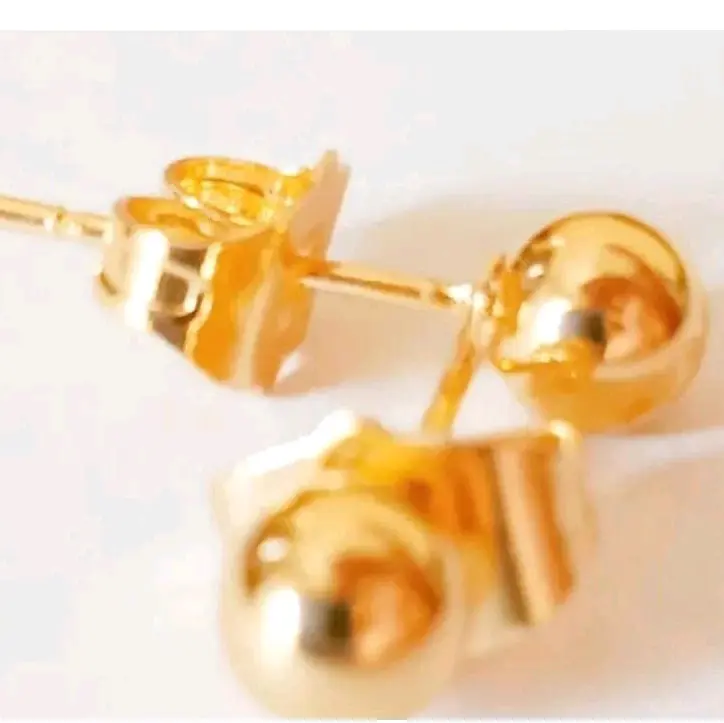 Anting Tusuk Wanita Motif Pentol Polos Gold Anti Karat