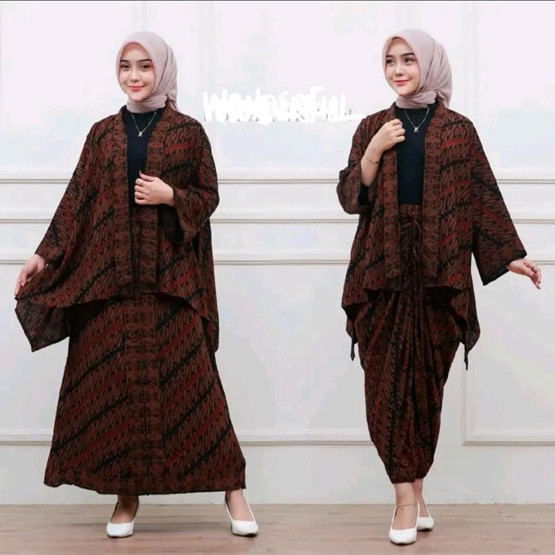 ONE SET OUTER DAN ROK BATIK MODEL ROCELA DAN NAGITA WANITA TERBARU BATIK CAP 4