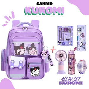 Ransel Sekolah Model Sanrio Kuromi Simple Lucu Tas Sekolah Anak Penuh Bonus Bisa COD