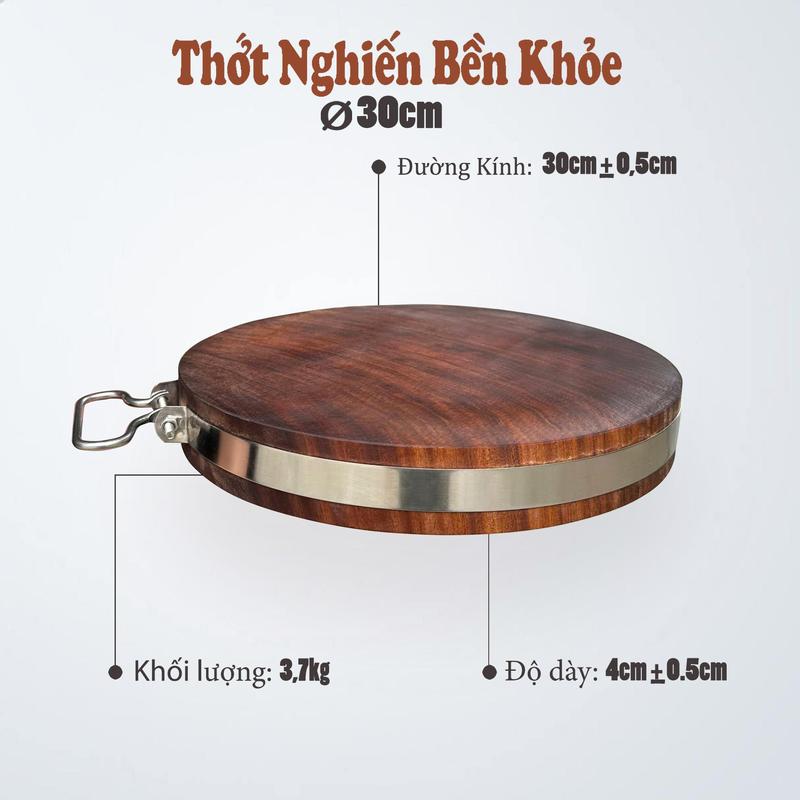  Thớt Gỗ Nghiến Tây Bắc Thớt Đường Kính 30cm Thớt Ngiến Không Tâm Sử Dụng Để Thái Băm Chặt tặng kèm túi ZIP bảo quản thớt nghiến 
