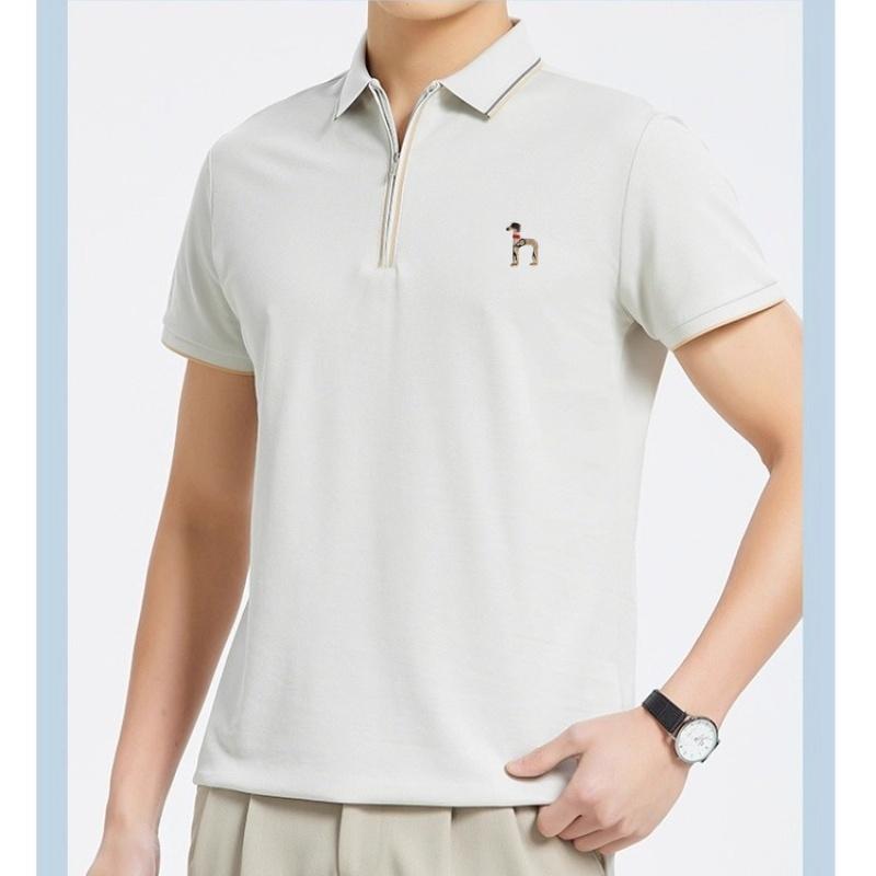 Polo Shirt Pria kaos kerah pria lengan pendek Polo Zipper Pria kaos polo bordir
