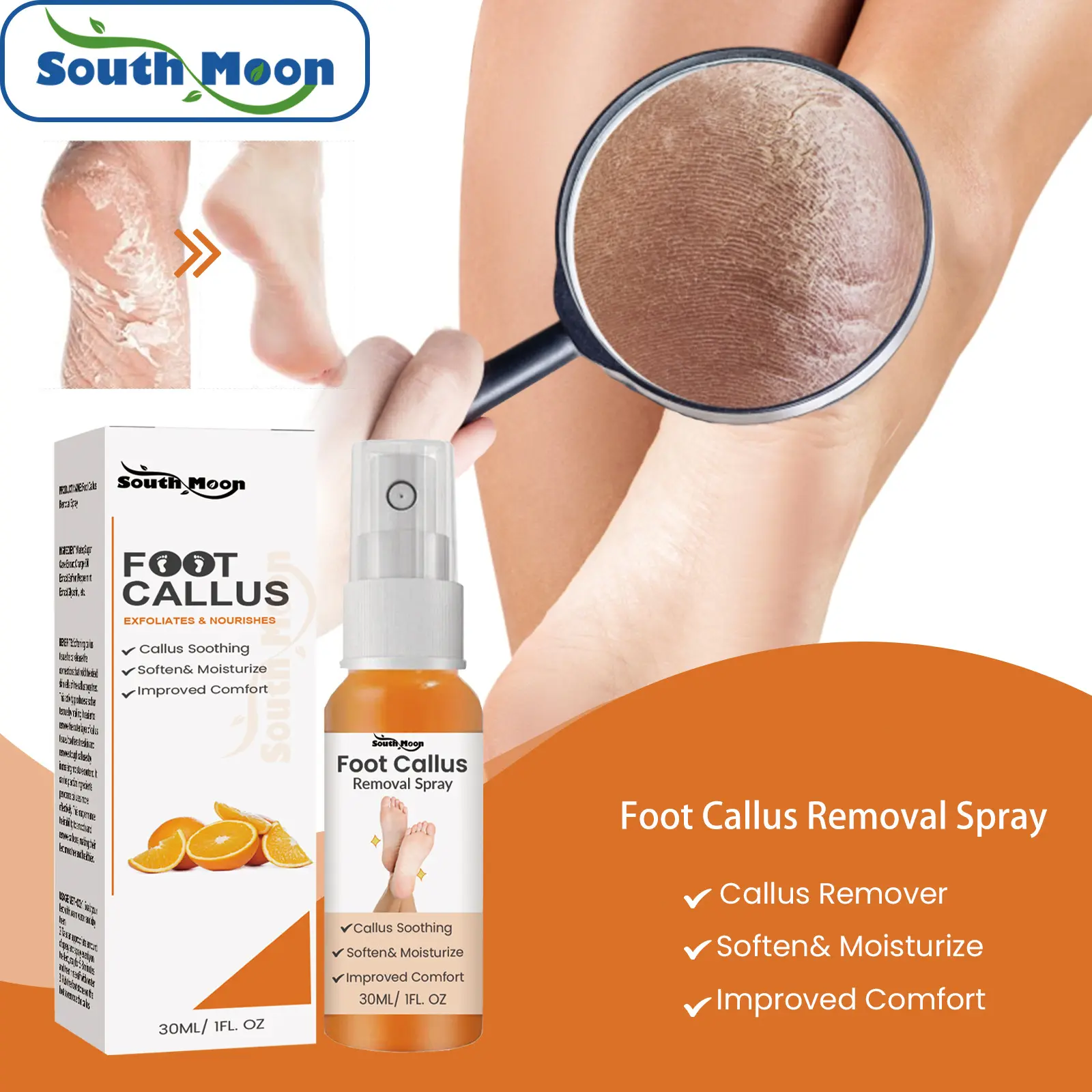Foot Exfoliating Spray for dead chapped skin Moisturizes and hydrates to clean and repair rough calluses Moisturizer， Nails