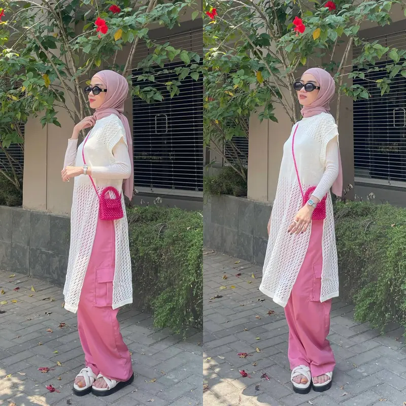 Ginela Outer Knit Rajut Vest / Outer jaring cardygan casual / Cardigan knit vest / knit rajut panjang 1
