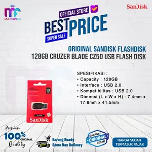 Flashdisk Sandisk CZ50 8GB /16GB/32GB/64GB/128GB USB 2.0 Cruzer Blade Storage