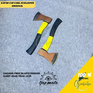 Kapak Cap Mata Carl Schlieper Gagang Viber Siap Pakai - Kampak Schlieper Quality Premium Belah Kayu Potong Bambu - Kapak Baja Gagang Karet Viber