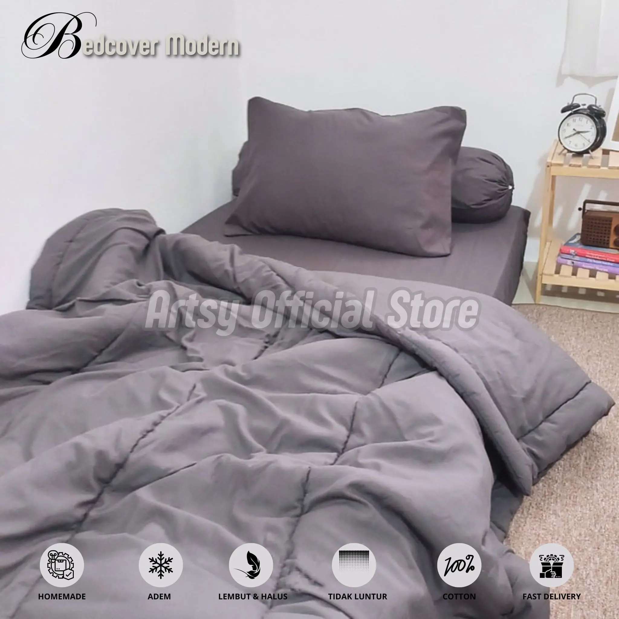 BED COVER SET SPREI POLOS UKURAN 90 100 120 160 180 | Bed cover Katun Include Sarung Bantal dan Sarung Guling Bedcover Kain Karet