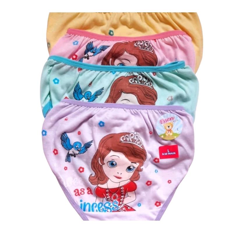 [6pcs,12pcs]Celana Dalam Anak Cewek Essen Katun Karakter S-M-L-XL - Pakaian Fashion Motif 1