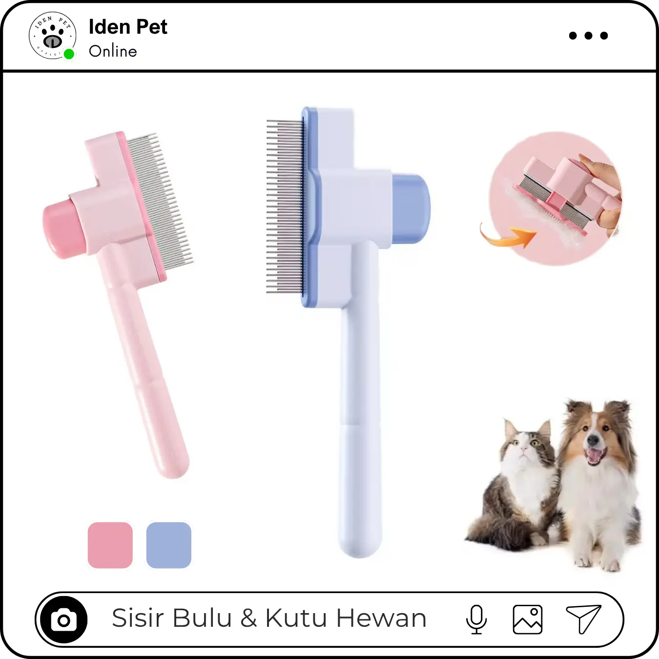IDEN PET Sisir Bulu Kucing Sisir Kutu Anjing Sisir Grooming Hewan Cat Dog Comb