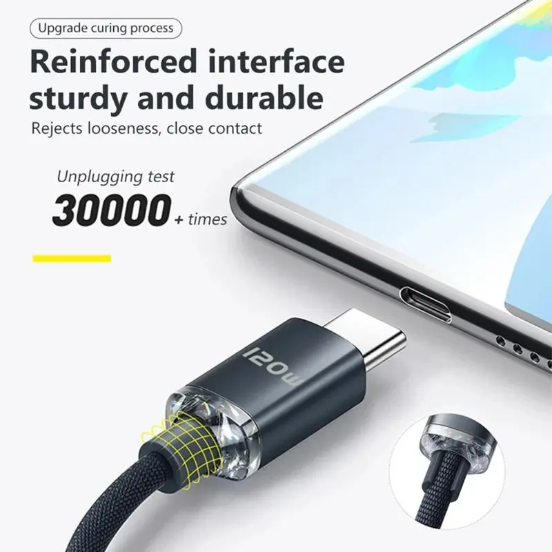 Cáp sạc nhanh, USB 3.0, 6A, Truyền, 25cm / 1m / 1,5m / 2m, Cáp sạc nhanh 120W, Cáp sạc Type C tốc độ cao, Phát hành năm 2024 5
