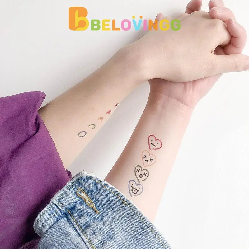 Sticker Tattoo Temporarry Emoticon Cute Stiker Garis Senyum Pelangi Belajar Lucu Stiker Tato Tahan Air Tahan Lama -BE 1