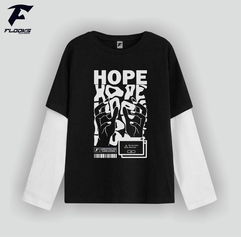T-Shirt Lengan Panjang Flooks clothing Tshirt Double layer Hopeles