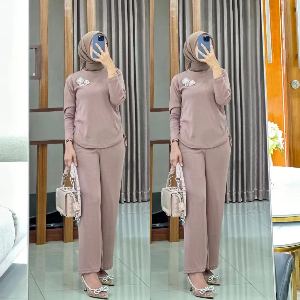Set Knit Model Serut | Setelan Wanita Serut 2 kanan kiri best seller Outfit Terbaru Wanita