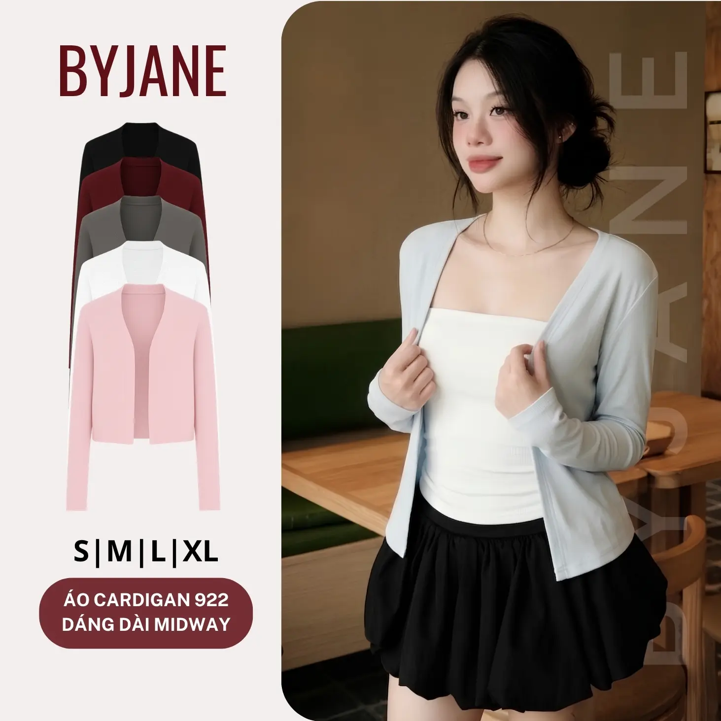 Áo khoác Cardigan dáng dài midway thanh lịch BYJANE - 922