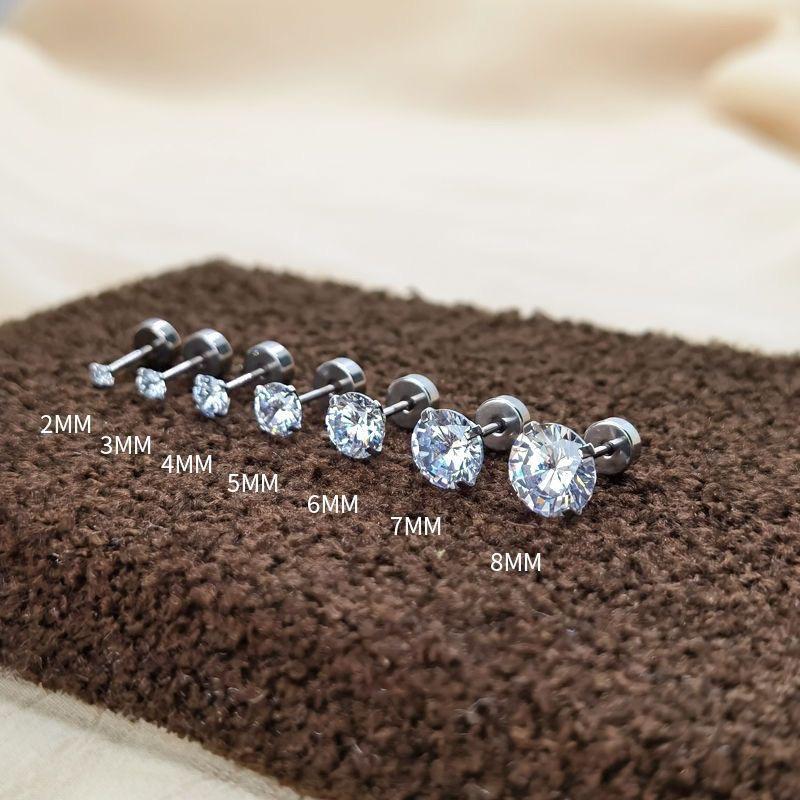 [Bạc 925]Bông tai nụ nam nữ chuôi bạc 925 đính đá Zircon,bông tai nụ bạc nam nữ chốt vặn bền đẹp không gỉ ChicEarJewery