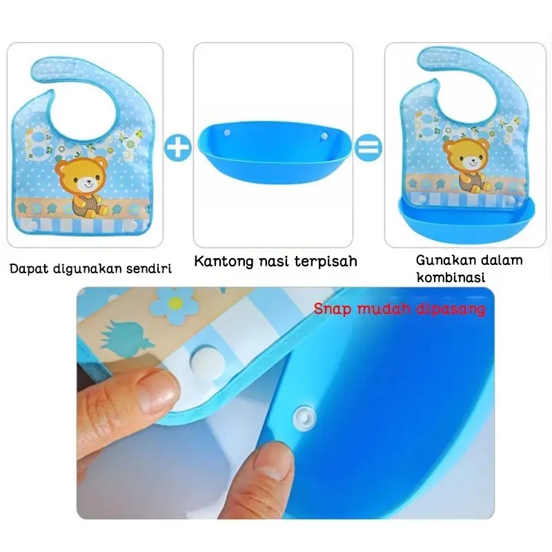 Bibs MPASI silikon bayi waterproof slabber bib makan bayi anti air celemek makan MPASI bayi apron makan silicone bayi 1