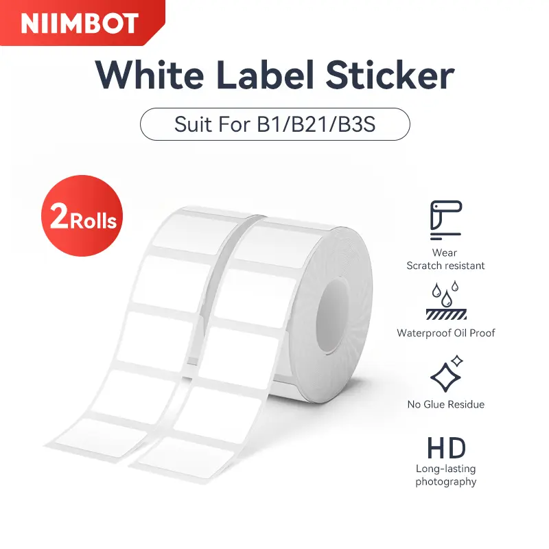 【2 rolls】Niimbot Label Sticker B1/B21/B3S 20-50mm Width For Food Supermarket Business Jewelry Stickers Label Paper