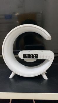 Product Review of Ritm musik RGB speaker G63 Light al Speak 10W mobile wireless charger mendukung masukan AUX kartu TF Jam Led Ponsel Telepon Lighting Putih from m**7 0