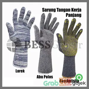 [1/3/6 Pasang] Sarung Tangan Kerja Panjang BANTENG Warna Lorek untuk Kebun Sawit W877 - BESS Grosir