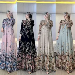 GAMIS SET HIJAB TERBARU/GAMIS RAYON PREMIUM GOLD/SULTAN Lebaran Muslim