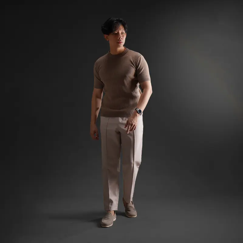 [HARGA CUCI GUDANG] Ribbed Knitwear T-Shirt Pure Cotton 3