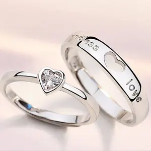 【Sktlz】 Couple's Ring: Eternal Unity, Hollow Heart shaped Diamond Ring, Men's and Women's Pair Ring Love Gift