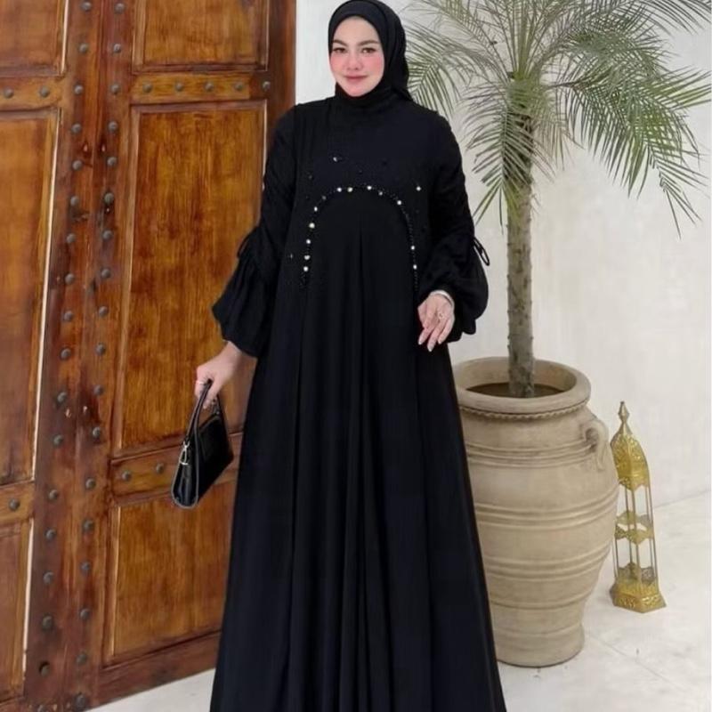 Elora Set Dress 2in1 Gamis Muslim Kondangan Matt Ceruty Babydoll Apk Payet Premium Nyaman Wanita Dewasa Mewah Pesta Remaja Motif Lebaran Simple Ibu Panjang Formal Gaun 0