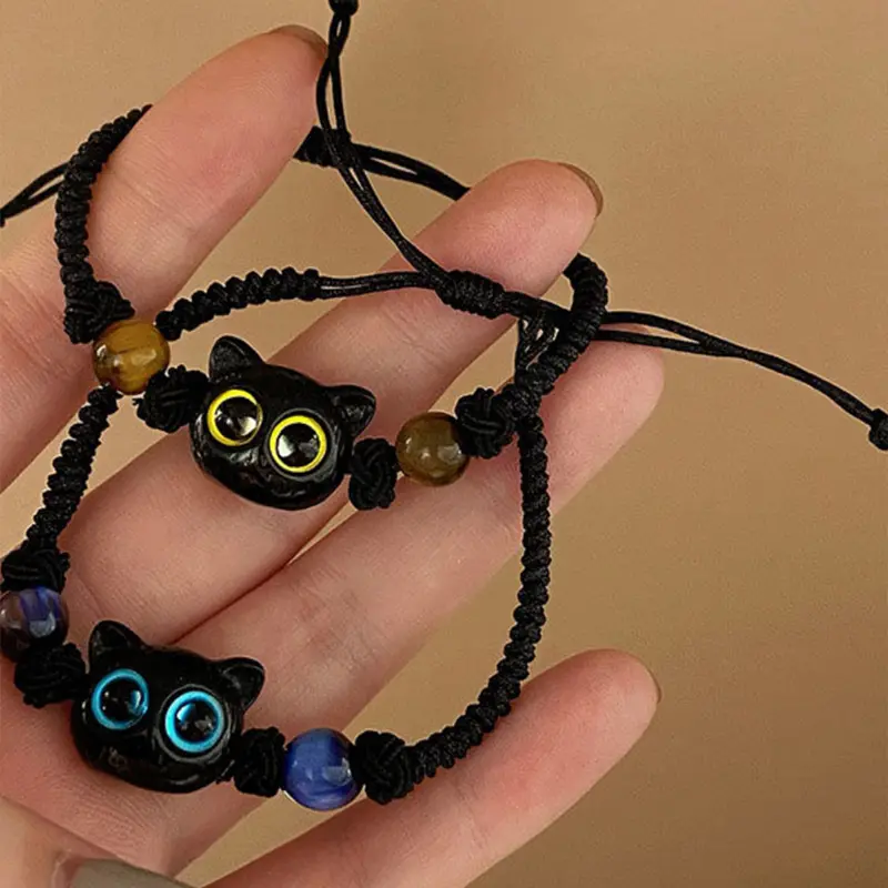 [Yybooklu]COD New Chinese Style Cat Woven Rope Cute Couple Bracelet Niche Design Gift 8