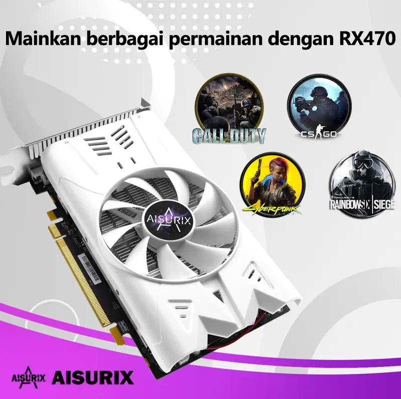 AISURIX VGA Card RX 470 4GB DDR5 1792SP 256BIT HDMI RX470 Video Card 2