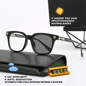 Kacamata Photocromic Anti Radiasi gaya retro mewah Kacamata Komputer Kaca mata persegi